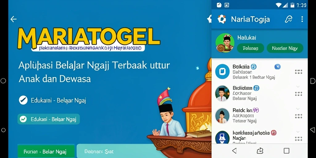 Tampilan antarmuka aplikasi Belajar Ngaji MARIATOGEL yang interaktif dan menarik.