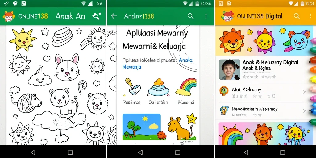 Tampilan antarmuka aplikasi ONLINE138 yang menarik dan ramah anak.